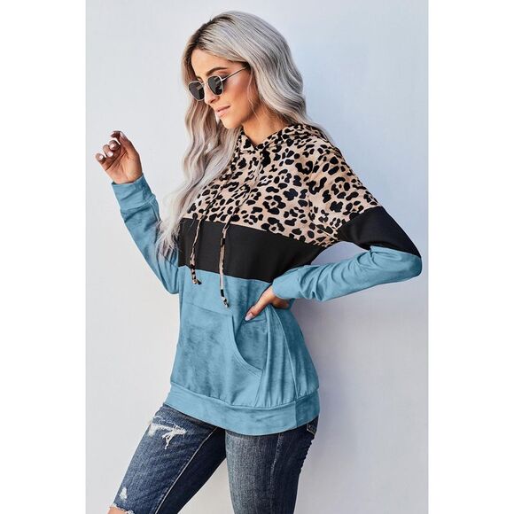 Azura Exchange  Leopard Colorblock Hoodie - Picture 5 of 6